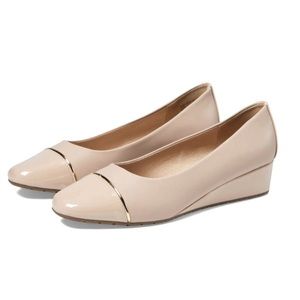 Anne Klein Mildred Cap Toe Wedge Pump In Natural